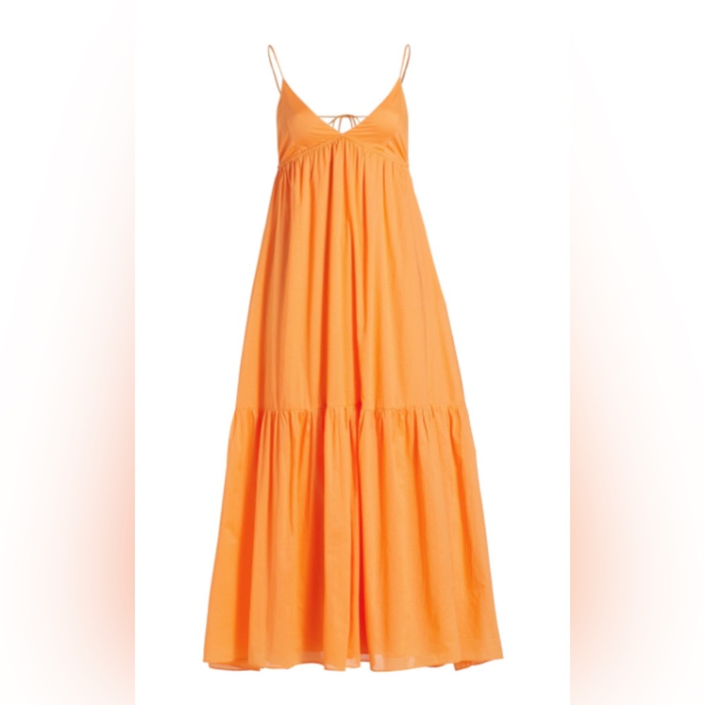 Faithfull the Brand Orange Maxi Dress with Spaghetti Straps